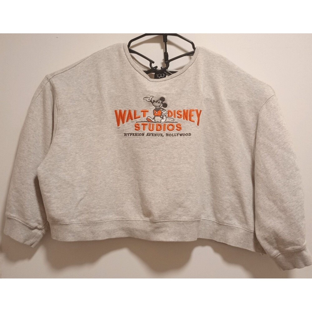 Disney 100 Walt Disney Studios Hyperion Ave Mickey Mouse Sweatshirt 2X Gray Crop